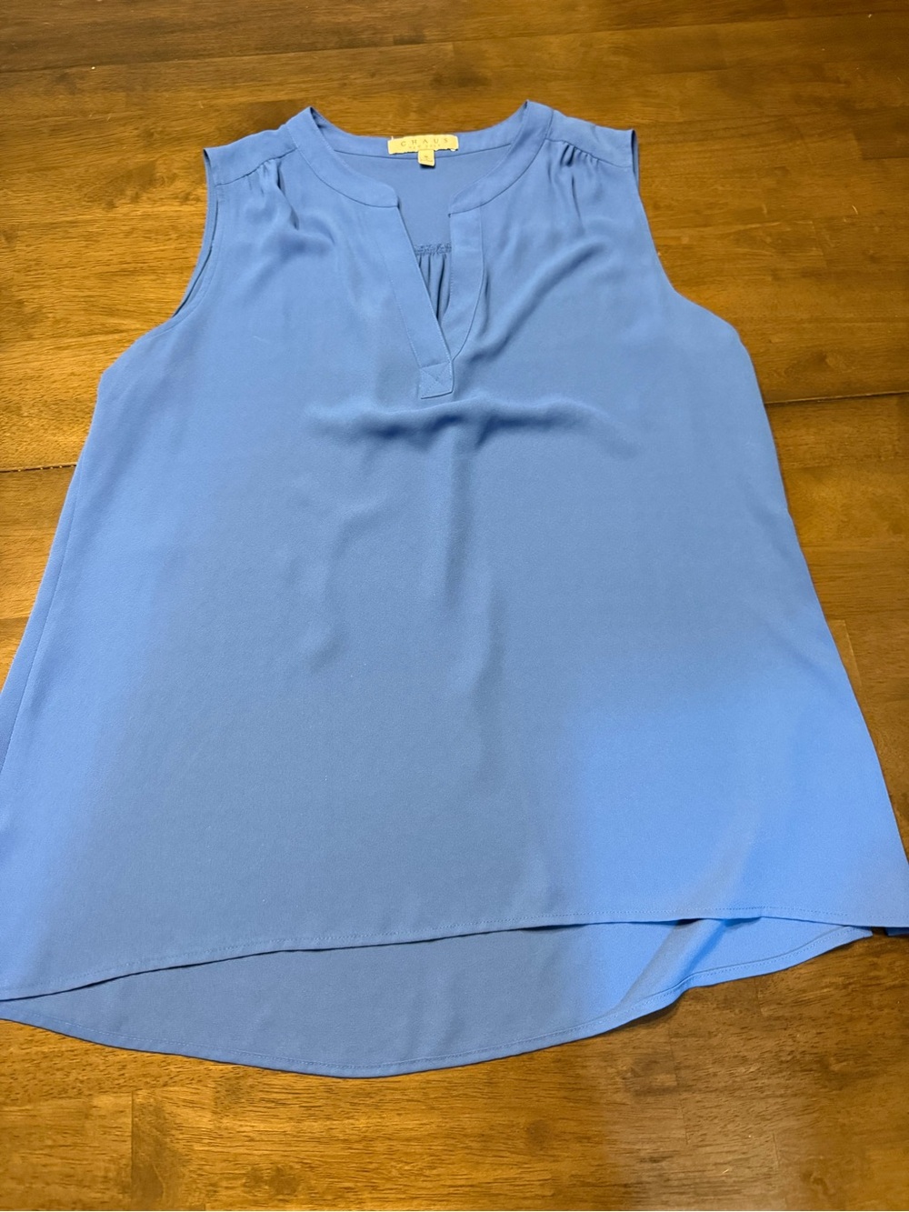 Chaus Sleeveless Split V-Neck Camisole in Light Blue